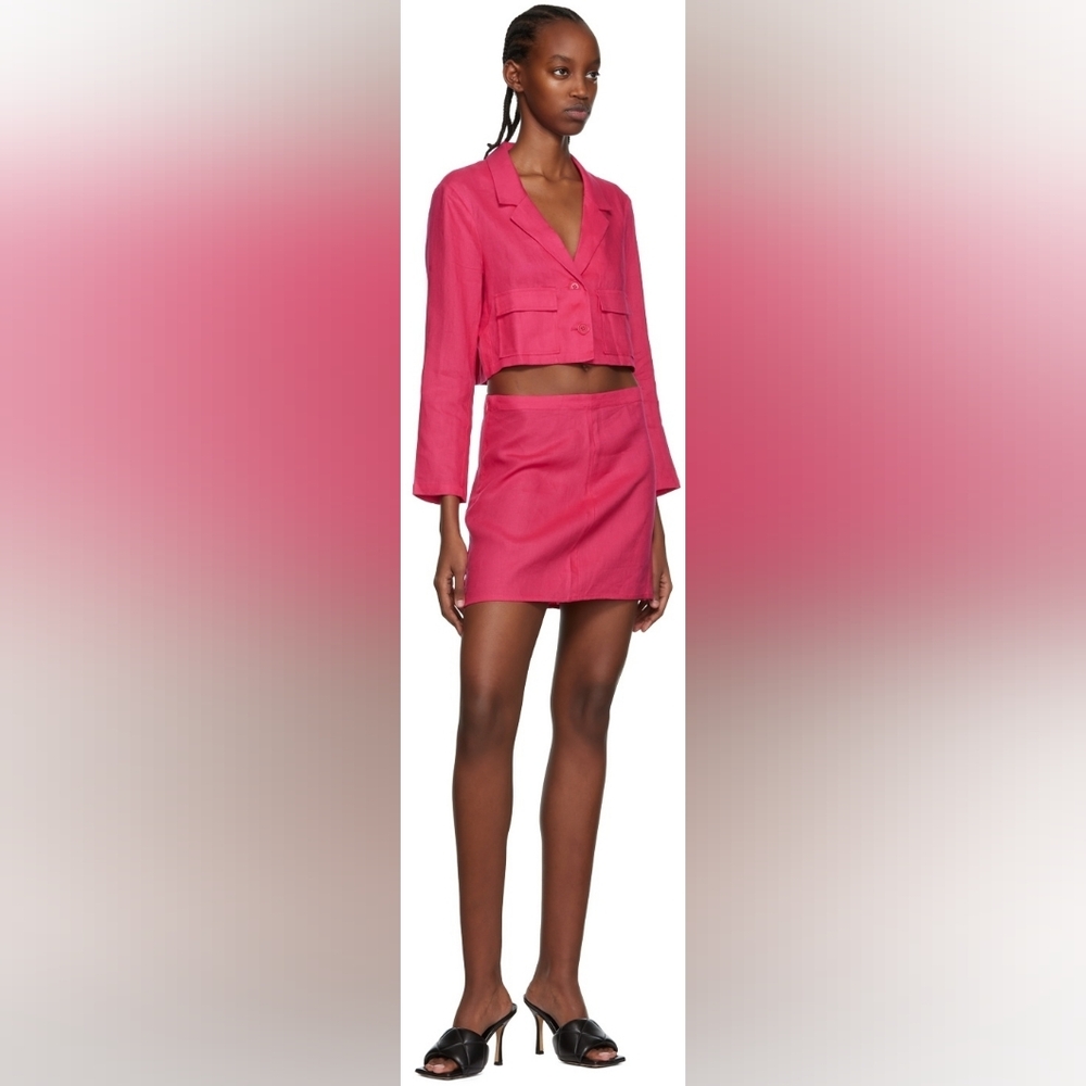 NWOT Reformation Pink Elton Linen Mini Skirt Set